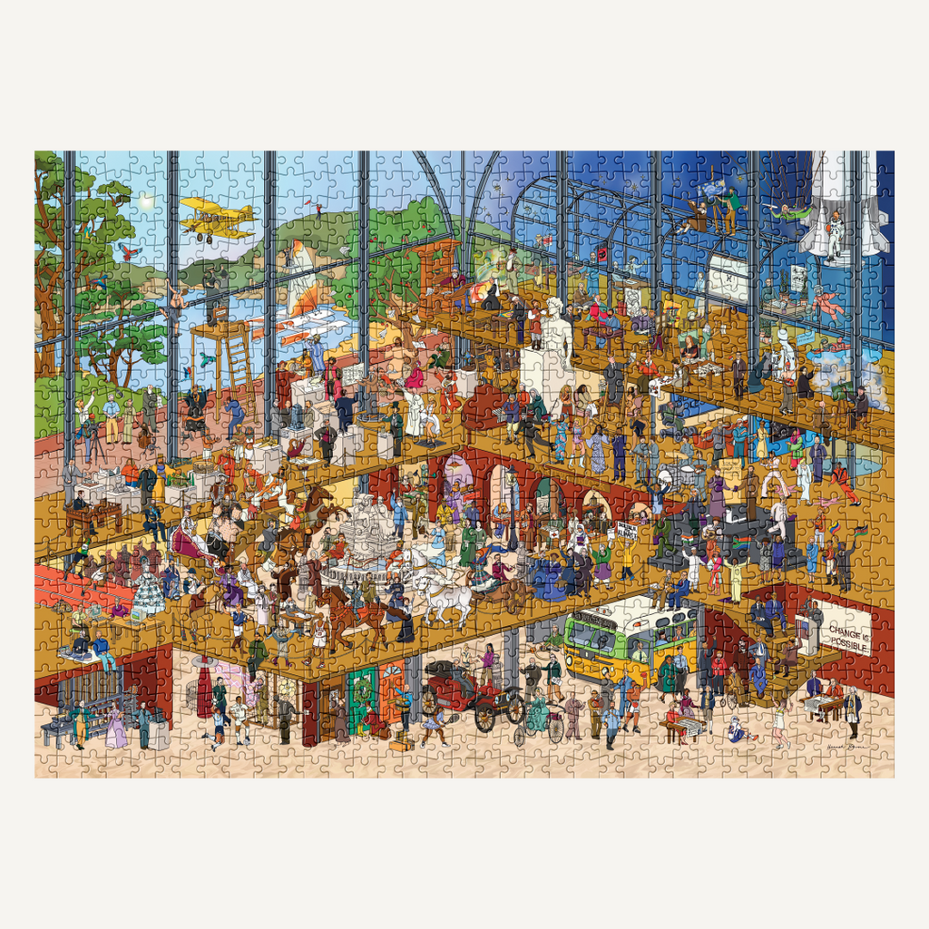 Jigsaw puzzle scene containing hundreds of people across history who have changed the world 