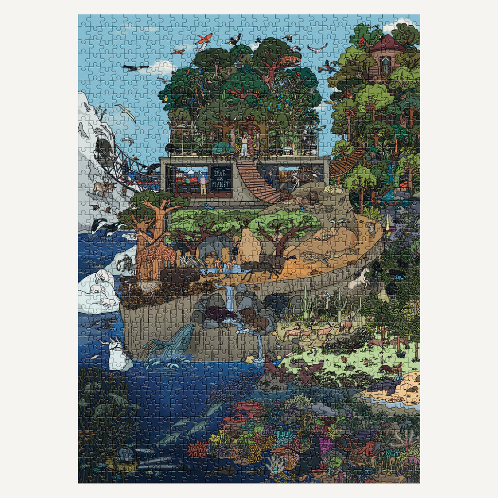 A beautiful jigsaw scene packed full of wildlife from all over the world observed by Sir David Attenborough